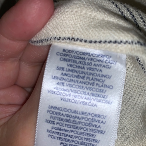 Chaps (NWT) (4) linen-blend, cream & navy, 2-button. - Picture 8 of 16